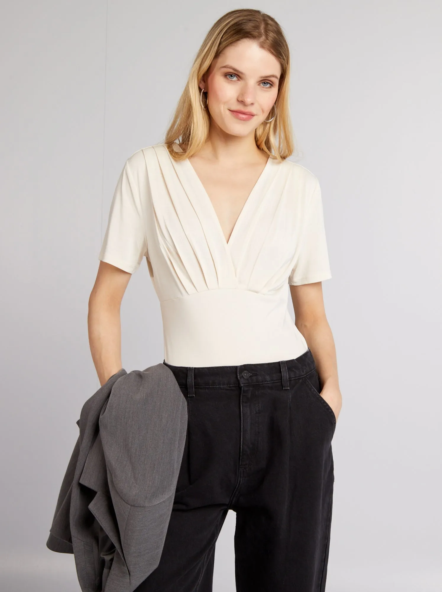 Body drappeggiato - beige