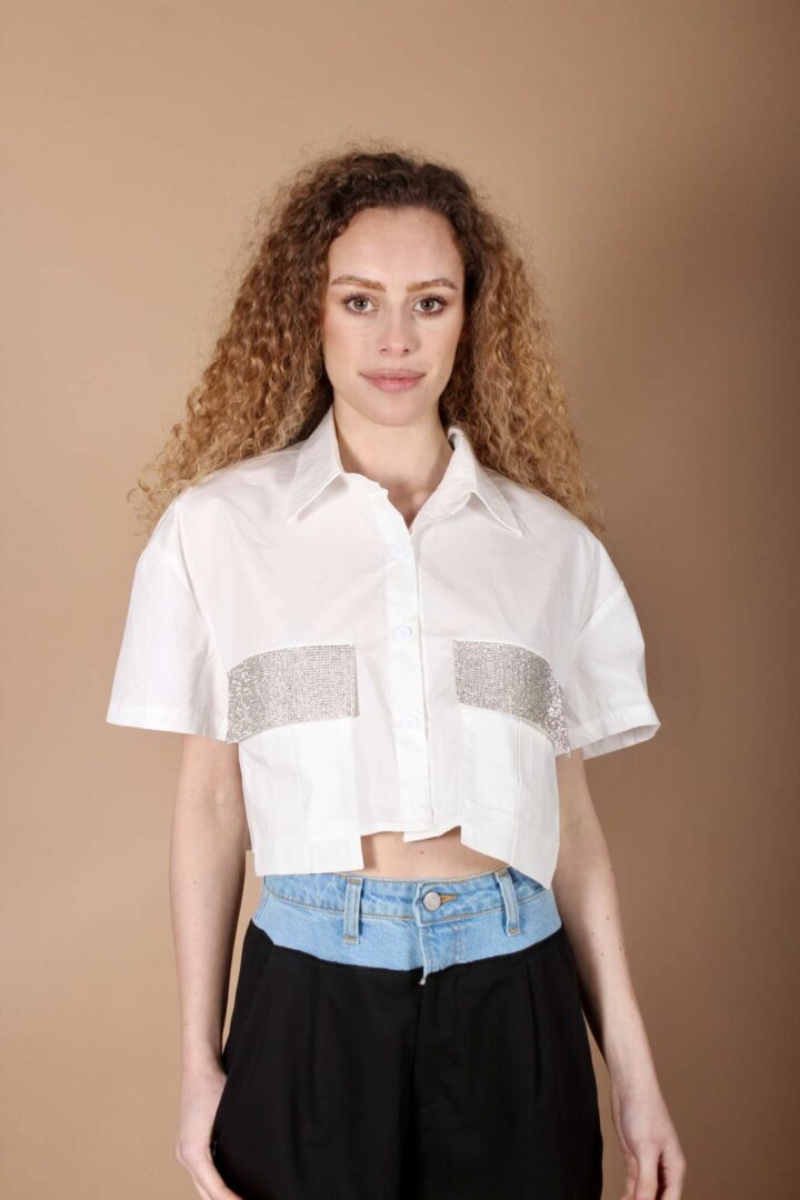 Camicia Crop Strass