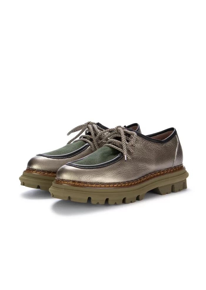 CATERINA C | LACE-UP SHOES PONY HAIR LEATHER BRONZE GREEN