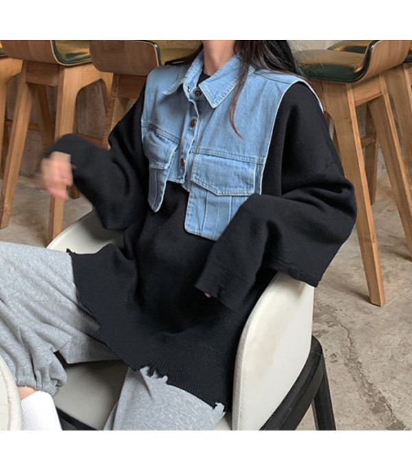 Felpa denim pocket