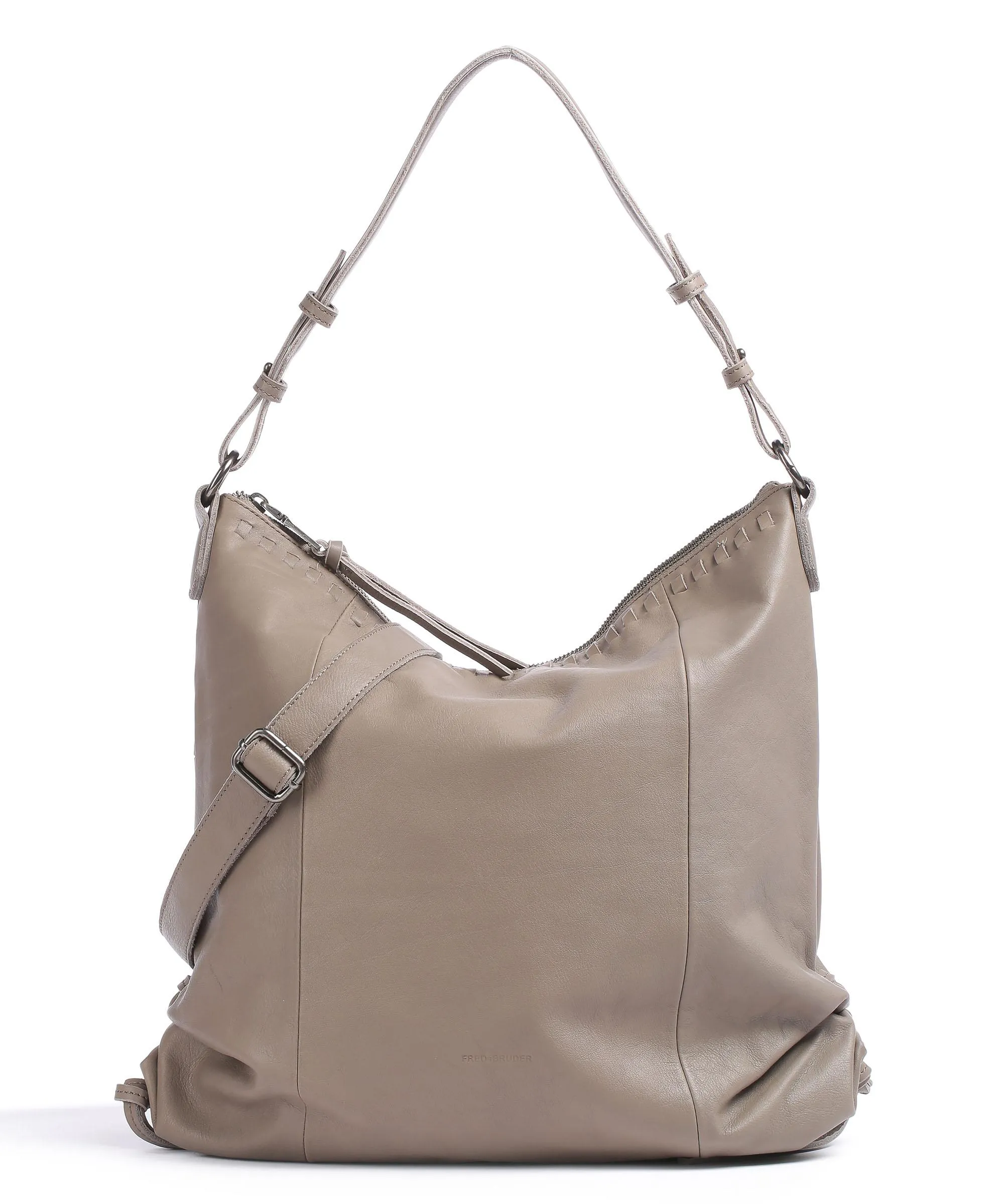  FredsBruder Indial Borsa hobo pelle granulata taupe  