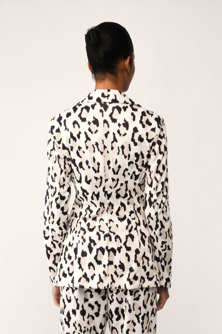 Giacca monopetto fantasia animalier con revers a lancia
