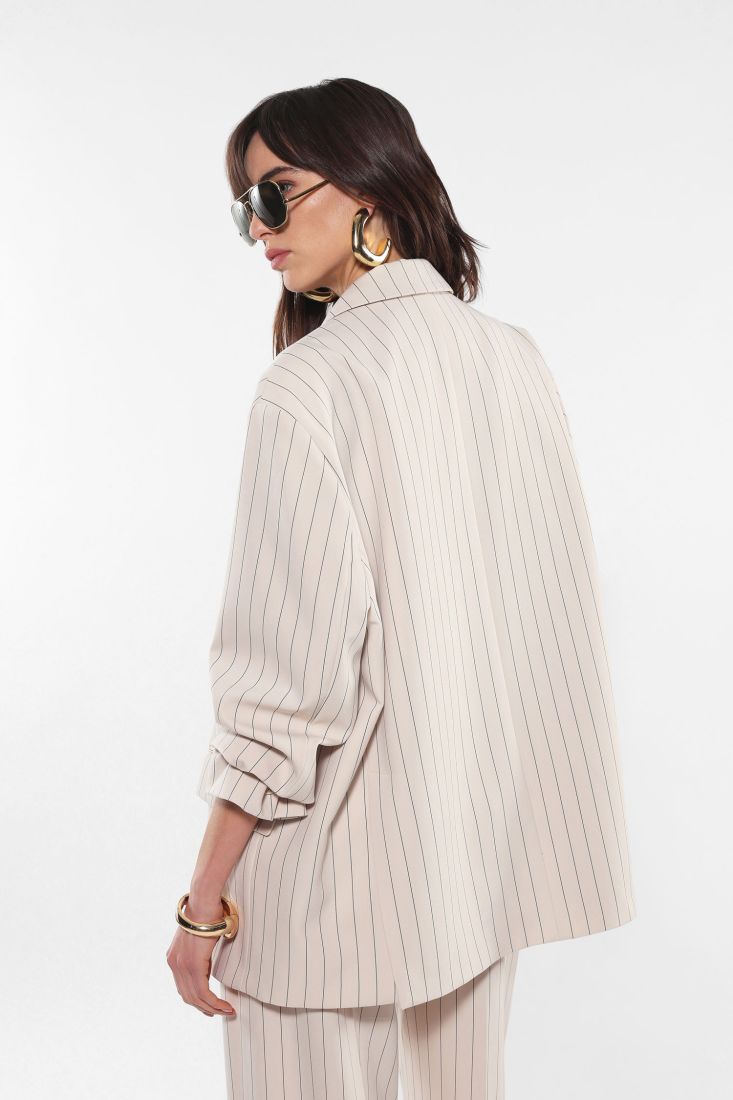 Giacca monopetto oversize fantasia gessata
