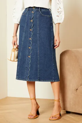 Love & Roses Denim - Gonna Con bottoni smerlata