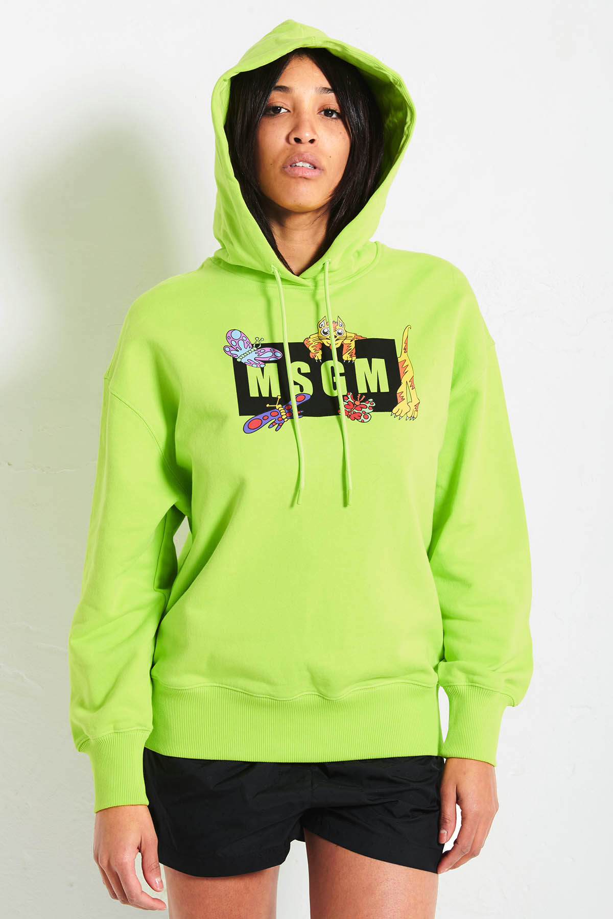 MSGM Felpa oversize con stampa e cappuccio