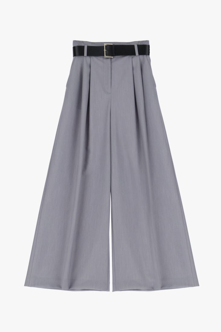 Pantaloni a palazzo con pinces e cintura