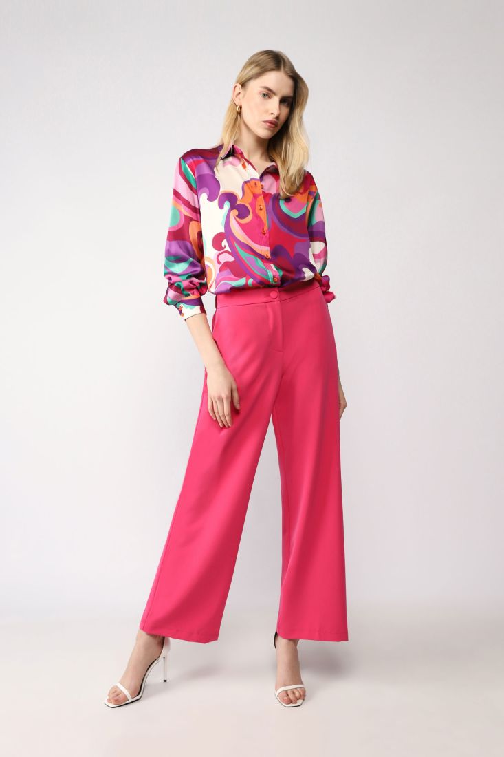 Pantaloni a palazzo monocolour con vita alta