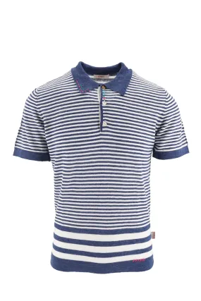 Polo Shirt in Linen and Cotton Bob / Blue