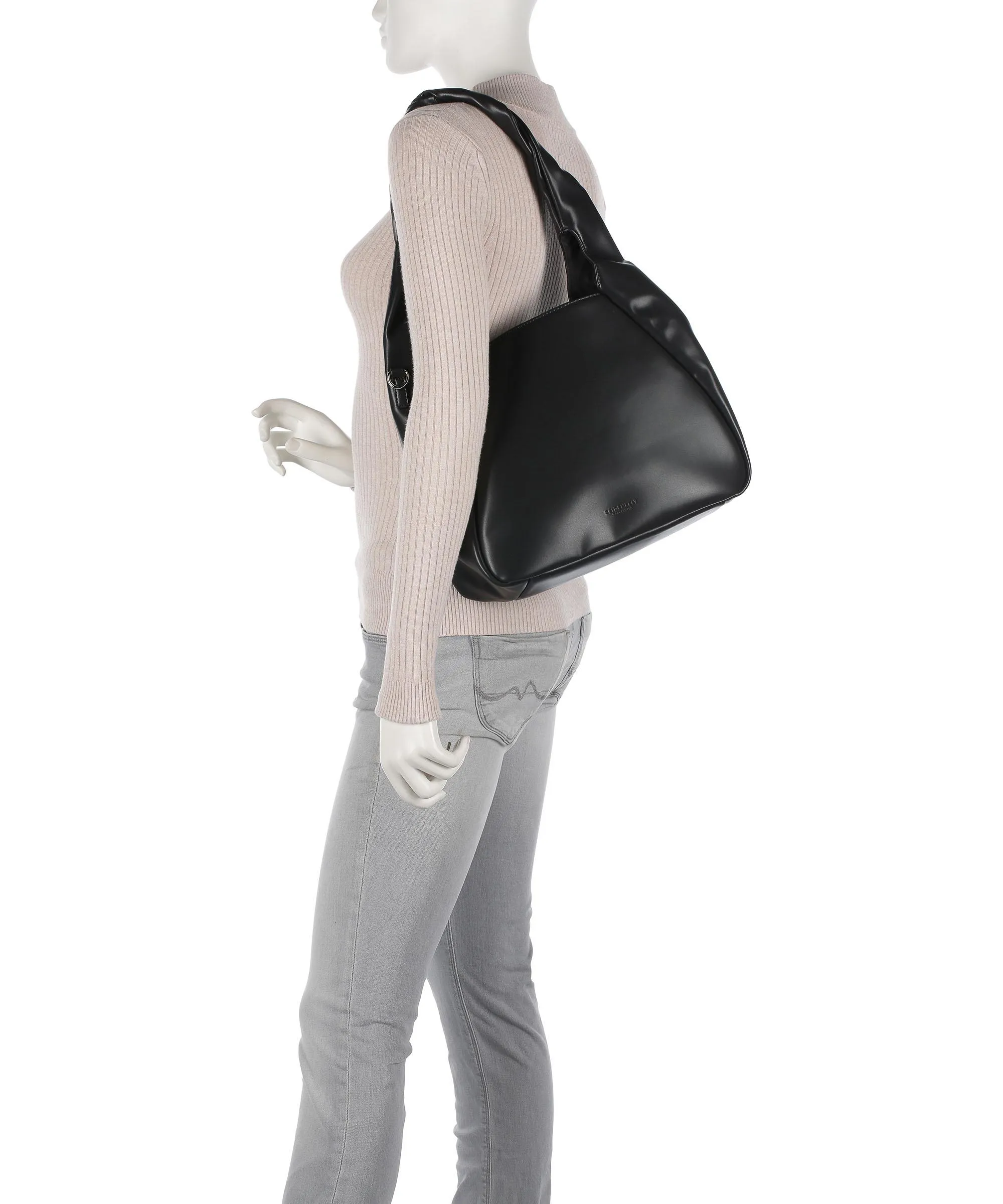 Seidenfelt Fare Borsa hobo pelle sintetica nero  