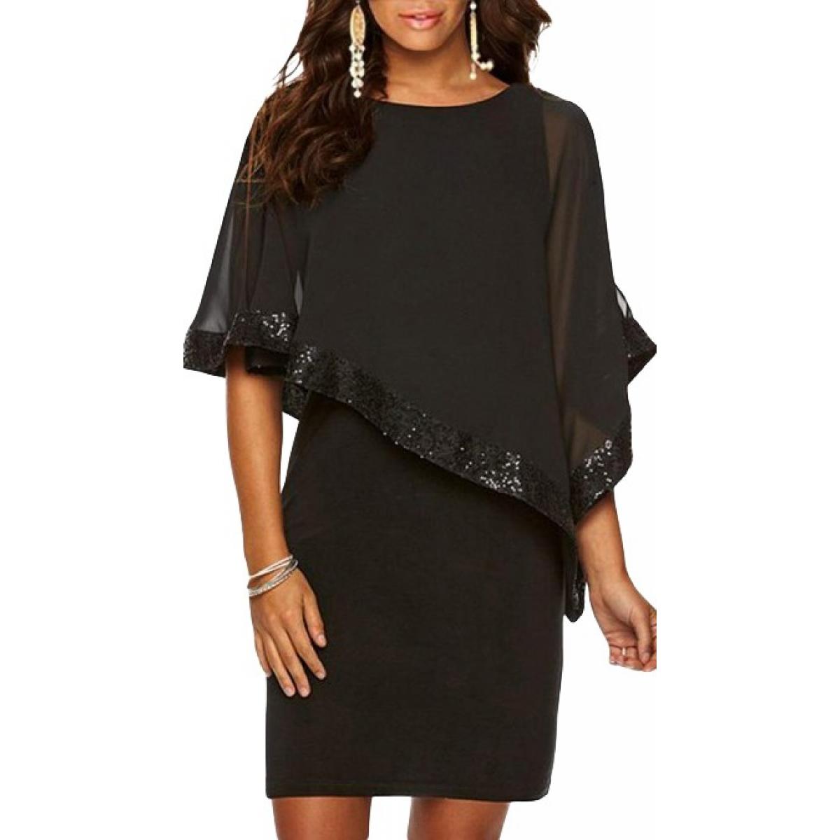 Vestito elegante con mantellina Arlet, nero