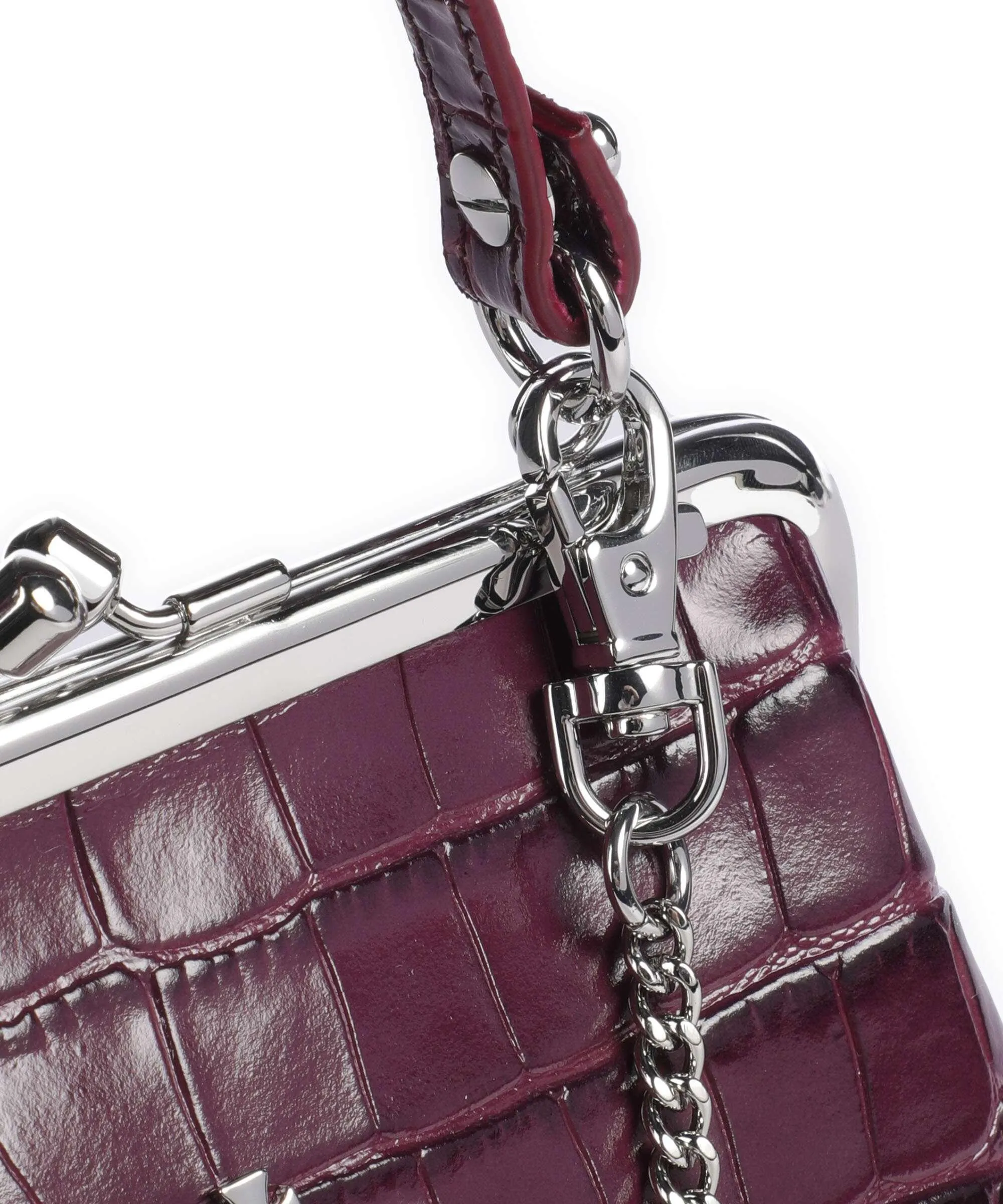  Vivienne Westwood Granny Embossed Croc Frame Borsa a tracolla pelle di vitello goffrata mora  